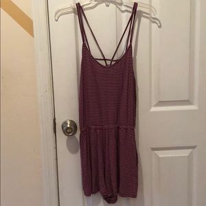 Maroon and white striped romper